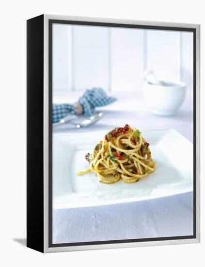 Spaghetti with Dried Tomatoes, Herbs and Olives-Daniel Reiter-Framed Premier Image Canvas