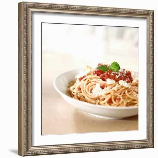 Spaghetti with Tomato Sauce and Parmigiano-null-Framed Photographic Print