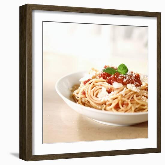 Spaghetti with Tomato Sauce and Parmigiano-null-Framed Photographic Print