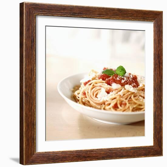 Spaghetti with Tomato Sauce and Parmigiano-null-Framed Photographic Print