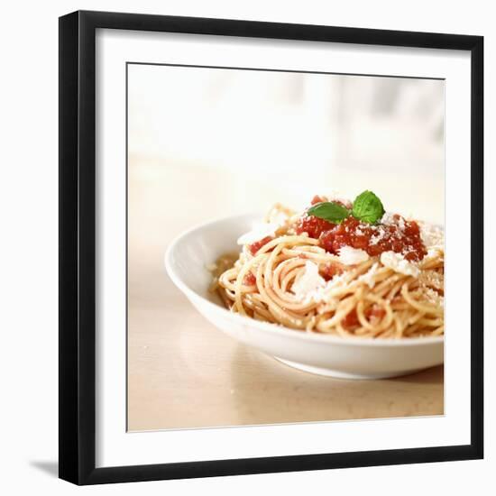 Spaghetti with Tomato Sauce and Parmigiano-null-Framed Photographic Print