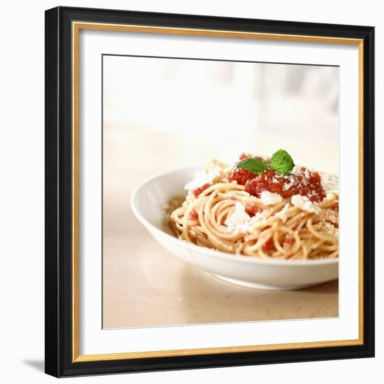 Spaghetti with Tomato Sauce and Parmigiano-null-Framed Photographic Print