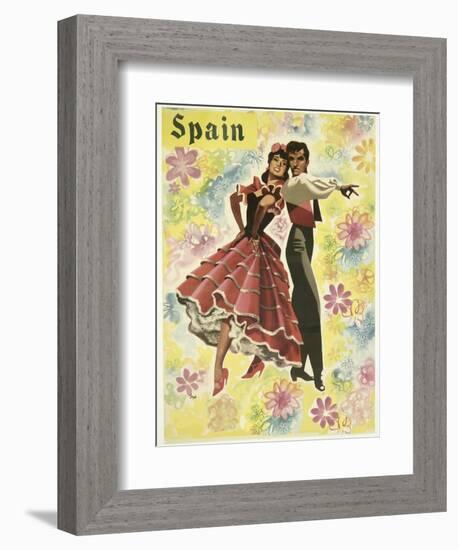 Spain and Flowers-null-Framed Giclee Print