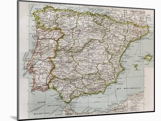 Spain And Portugal Political Map-marzolino-Mounted Art Print