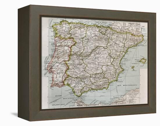 Spain And Portugal Political Map-marzolino-Framed Stretched Canvas