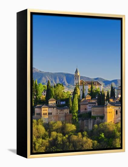 Spain, Andalucia, Granada Province, Granada, Alhambra Palace and Sierra Nevada Mountains-Alan Copson-Framed Premier Image Canvas