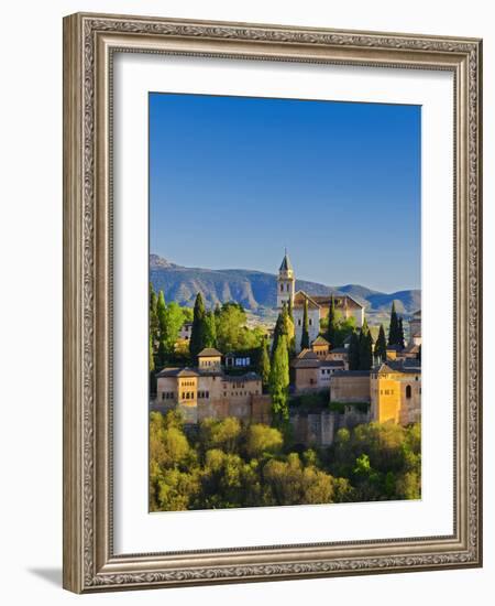 Spain, Andalucia, Granada Province, Granada, Alhambra Palace and Sierra Nevada Mountains-Alan Copson-Framed Photographic Print