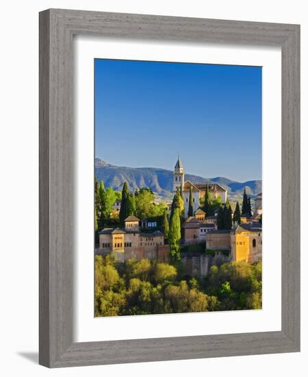 Spain, Andalucia, Granada Province, Granada, Alhambra Palace and Sierra Nevada Mountains-Alan Copson-Framed Photographic Print