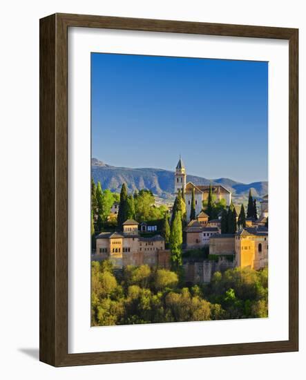 Spain, Andalucia, Granada Province, Granada, Alhambra Palace and Sierra Nevada Mountains-Alan Copson-Framed Photographic Print