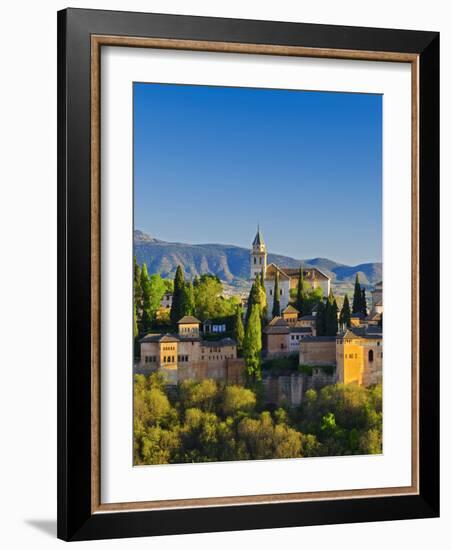 Spain, Andalucia, Granada Province, Granada, Alhambra Palace and Sierra Nevada Mountains-Alan Copson-Framed Photographic Print