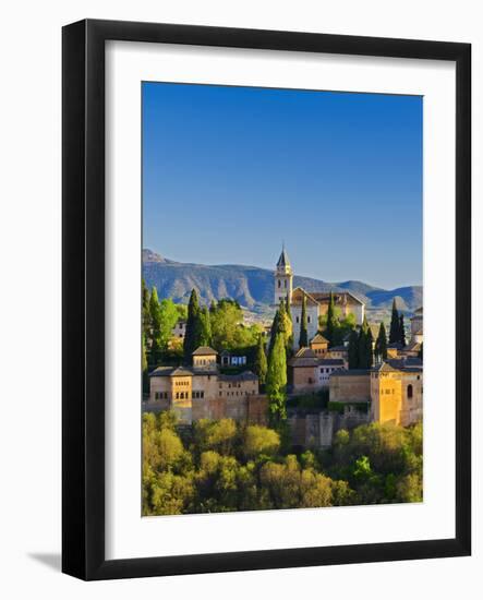 Spain, Andalucia, Granada Province, Granada, Alhambra Palace and Sierra Nevada Mountains-Alan Copson-Framed Photographic Print