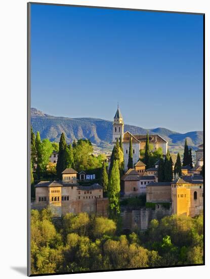 Spain, Andalucia, Granada Province, Granada, Alhambra Palace and Sierra Nevada Mountains-Alan Copson-Mounted Photographic Print