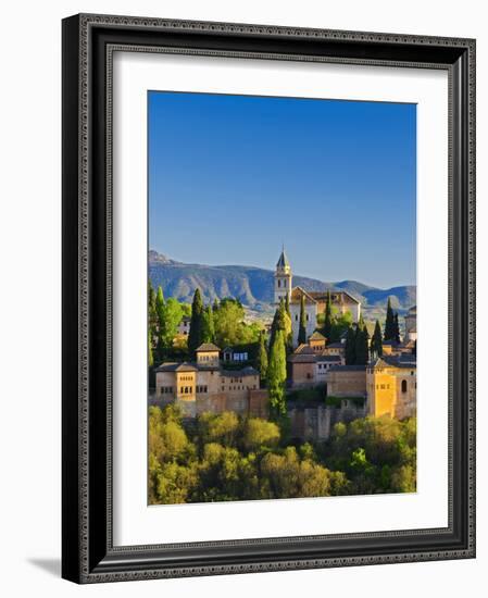 Spain, Andalucia, Granada Province, Granada, Alhambra Palace and Sierra Nevada Mountains-Alan Copson-Framed Photographic Print