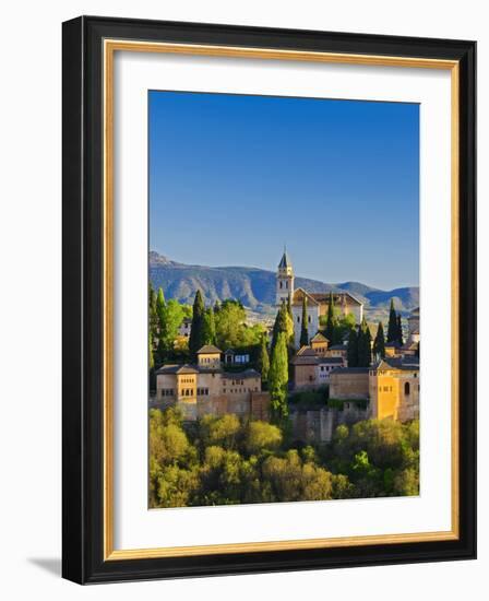 Spain, Andalucia, Granada Province, Granada, Alhambra Palace and Sierra Nevada Mountains-Alan Copson-Framed Photographic Print