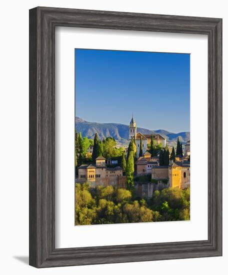 Spain, Andalucia, Granada Province, Granada, Alhambra Palace and Sierra Nevada Mountains-Alan Copson-Framed Photographic Print