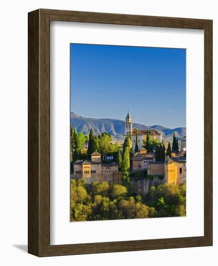 Spain, Andalucia, Granada Province, Granada, Alhambra Palace and Sierra Nevada Mountains-Alan Copson-Framed Photographic Print