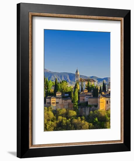 Spain, Andalucia, Granada Province, Granada, Alhambra Palace and Sierra Nevada Mountains-Alan Copson-Framed Photographic Print