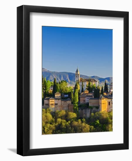 Spain, Andalucia, Granada Province, Granada, Alhambra Palace and Sierra Nevada Mountains-Alan Copson-Framed Photographic Print