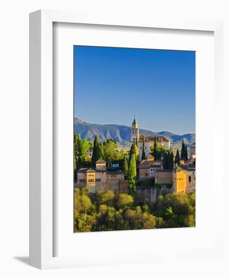 Spain, Andalucia, Granada Province, Granada, Alhambra Palace and Sierra Nevada Mountains-Alan Copson-Framed Photographic Print