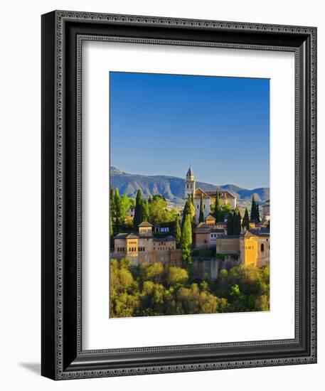 Spain, Andalucia, Granada Province, Granada, Alhambra Palace and Sierra Nevada Mountains-Alan Copson-Framed Photographic Print