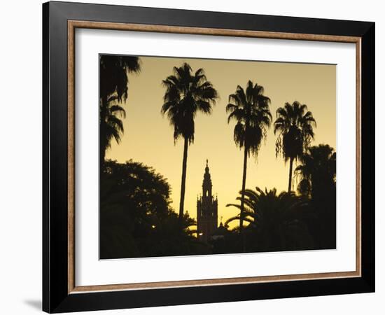 Spain, Andalucia Region, Seville Province, Seville, Giralda Tower from the Rio Guadalquivir River-Walter Bibikow-Framed Photographic Print