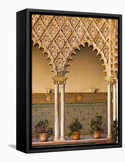 Spain, Andalucia Region, Seville Province, Seville, the Alcazar, Moorish Arches-Walter Bibikow-Framed Premier Image Canvas