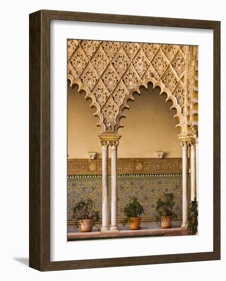 Spain, Andalucia Region, Seville Province, Seville, the Alcazar, Moorish Arches-Walter Bibikow-Framed Photographic Print