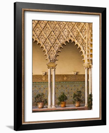 Spain, Andalucia Region, Seville Province, Seville, the Alcazar, Moorish Arches-Walter Bibikow-Framed Photographic Print