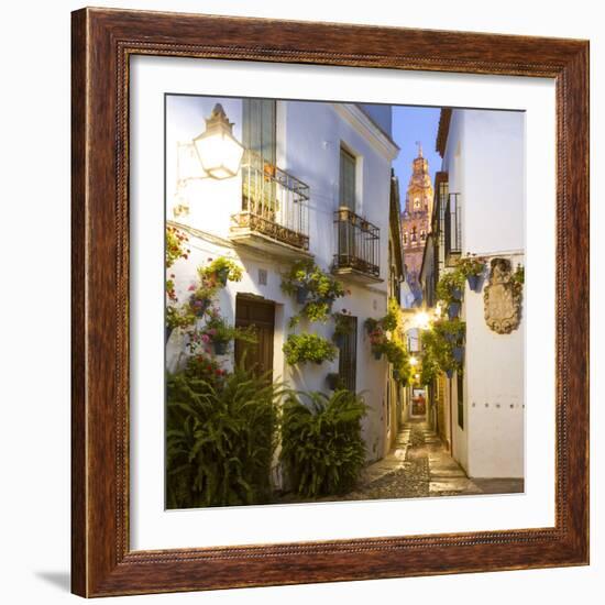 Spain, Andalusia, Cordoba. Calleja De Las Flores (Street of the Flowers) in the Old Town, at Dusk-Matteo Colombo-Framed Photographic Print