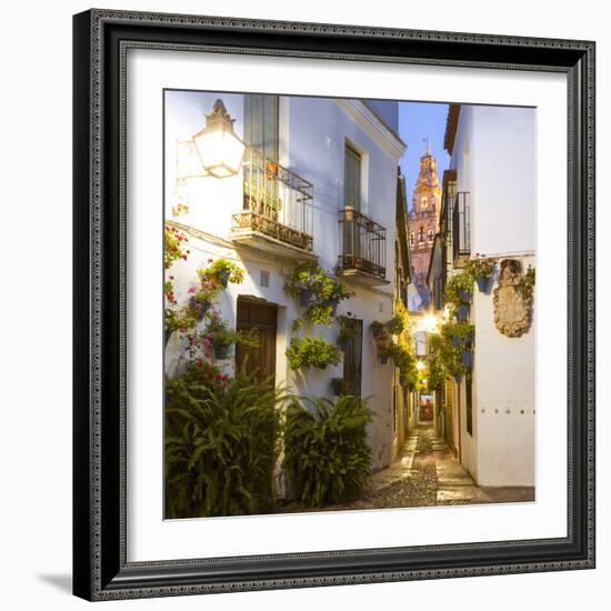 Spain, Andalusia, Cordoba. Calleja De Las Flores (Street of the Flowers) in the Old Town, at Dusk-Matteo Colombo-Framed Photographic Print