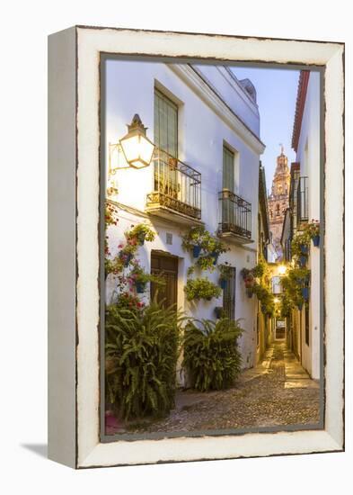 Spain, Andalusia, Cordoba. Calleja De Las Flores (Street of the Flowers) in the Old Town, at Dusk-Matteo Colombo-Framed Premier Image Canvas