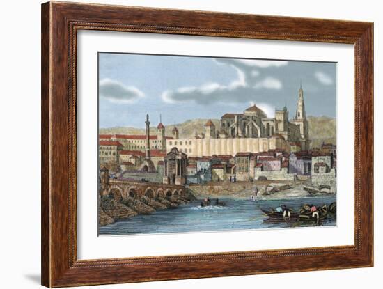 Spain. Andalusia. Cordoba. View of the City with the Mosque. 19 Century Engraving.-Tarker-Framed Giclee Print