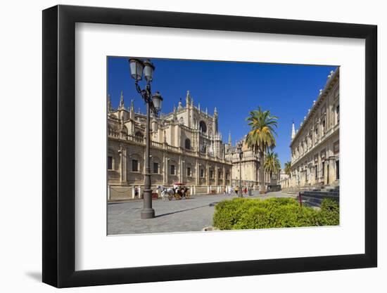 Spain, Andalusia, Seville, Cathedral, Street, Horse-Drawn Carriage-Chris Seba-Framed Photographic Print