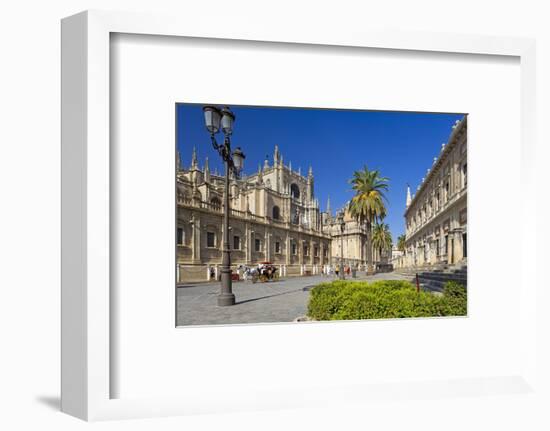 Spain, Andalusia, Seville, Cathedral, Street, Horse-Drawn Carriage-Chris Seba-Framed Photographic Print