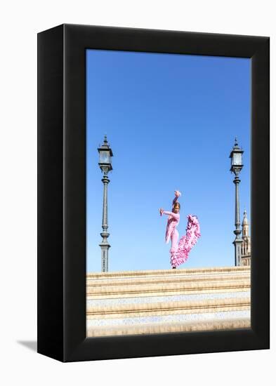 Spain, Andalusia, Seville. Flamenco Dancer Performing in Plaza De Espana-Matteo Colombo-Framed Premier Image Canvas