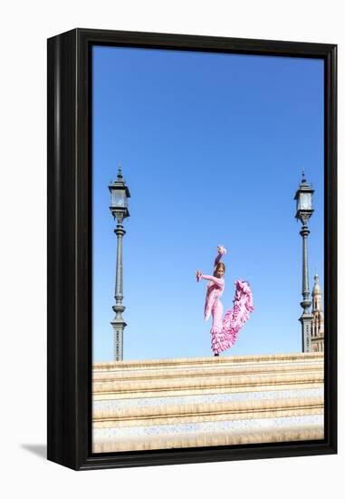 Spain, Andalusia, Seville. Flamenco Dancer Performing in Plaza De Espana-Matteo Colombo-Framed Premier Image Canvas