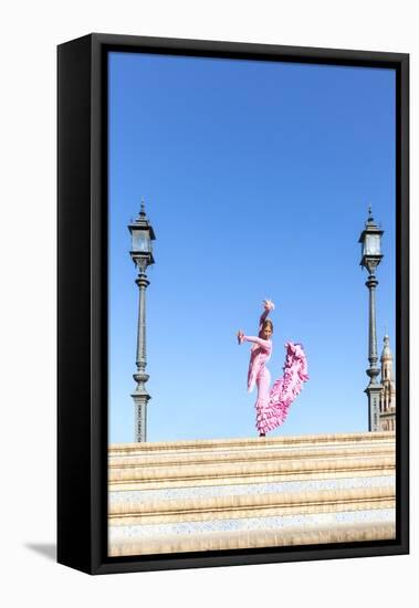 Spain, Andalusia, Seville. Flamenco Dancer Performing in Plaza De Espana-Matteo Colombo-Framed Premier Image Canvas