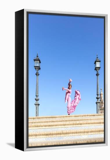 Spain, Andalusia, Seville. Flamenco Dancer Performing in Plaza De Espana-Matteo Colombo-Framed Premier Image Canvas