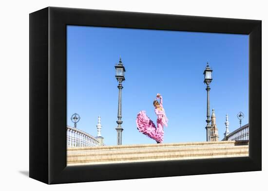 Spain, Andalusia, Seville. Flamenco Dancer Performing in Plaza De Espana-Matteo Colombo-Framed Premier Image Canvas