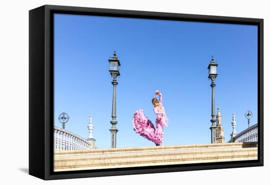 Spain, Andalusia, Seville. Flamenco Dancer Performing in Plaza De Espana-Matteo Colombo-Framed Premier Image Canvas