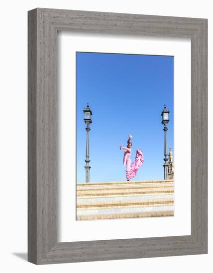 Spain, Andalusia, Seville. Flamenco Dancer Performing in Plaza De Espana-Matteo Colombo-Framed Photographic Print