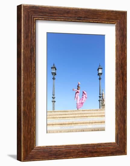 Spain, Andalusia, Seville. Flamenco Dancer Performing in Plaza De Espana-Matteo Colombo-Framed Photographic Print