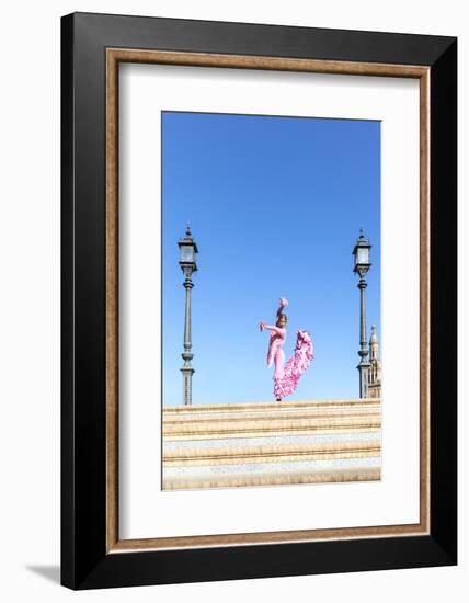 Spain, Andalusia, Seville. Flamenco Dancer Performing in Plaza De Espana-Matteo Colombo-Framed Photographic Print