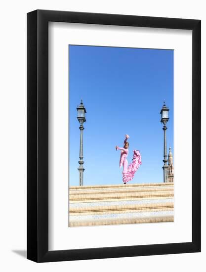 Spain, Andalusia, Seville. Flamenco Dancer Performing in Plaza De Espana-Matteo Colombo-Framed Photographic Print