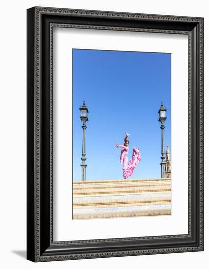 Spain, Andalusia, Seville. Flamenco Dancer Performing in Plaza De Espana-Matteo Colombo-Framed Photographic Print