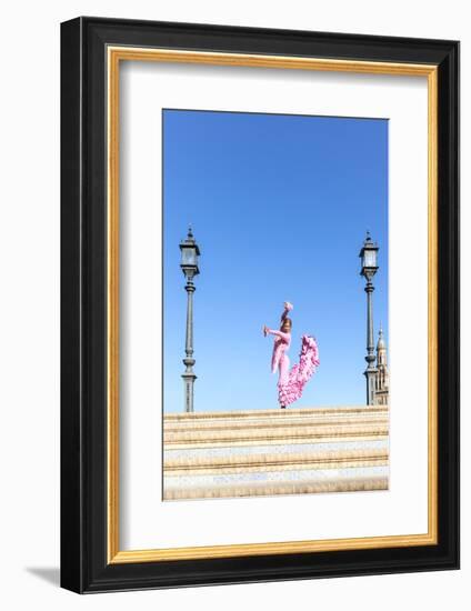 Spain, Andalusia, Seville. Flamenco Dancer Performing in Plaza De Espana-Matteo Colombo-Framed Photographic Print