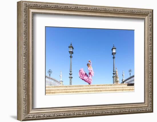 Spain, Andalusia, Seville. Flamenco Dancer Performing in Plaza De Espana-Matteo Colombo-Framed Photographic Print