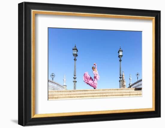 Spain, Andalusia, Seville. Flamenco Dancer Performing in Plaza De Espana-Matteo Colombo-Framed Photographic Print