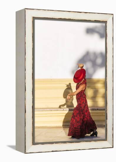 Spain, Andalusia, Seville. Flamenco Dancer Performing Outdoors-Matteo Colombo-Framed Premier Image Canvas