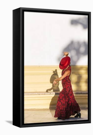 Spain, Andalusia, Seville. Flamenco Dancer Performing Outdoors-Matteo Colombo-Framed Premier Image Canvas
